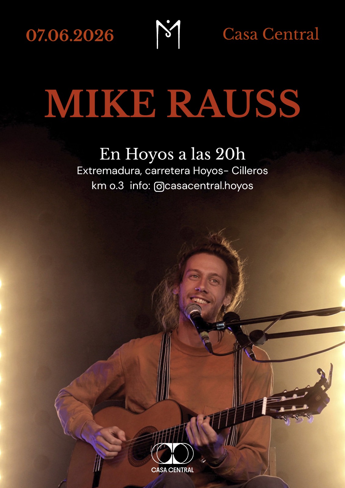 Cartel concierto Mike Rauss — 7 de junio en Casa Central